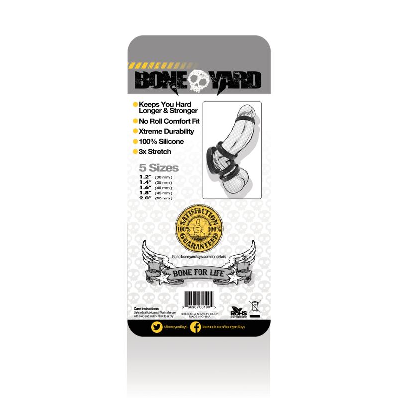 Boneyard Silicone Ring 5 Pc Kit Black