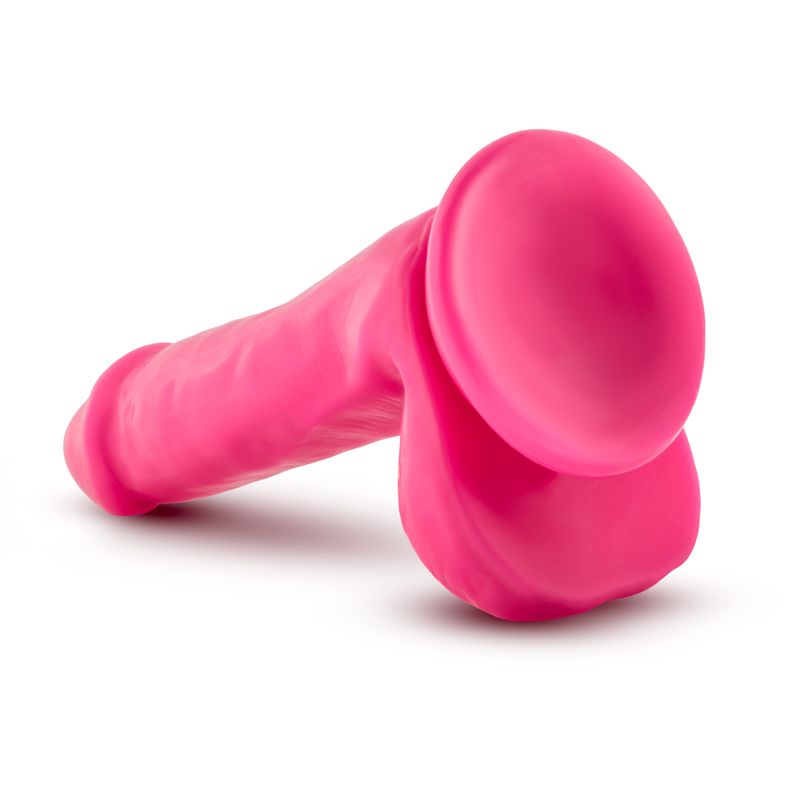 Neo Dual Density Cock With Balls 6in Neon Pink
