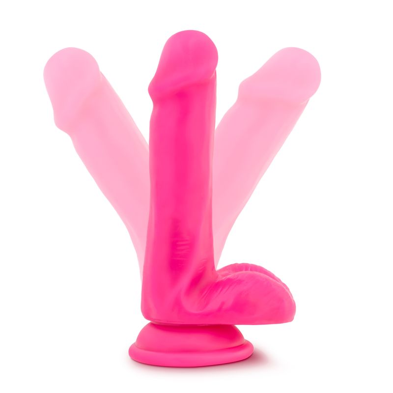 Neo Dual Density Cock With Balls 6in Neon Pink