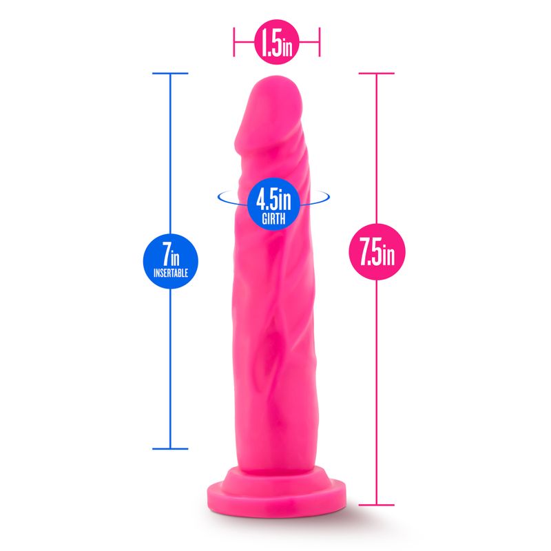 Neo Dual Density Cock 7.5in Neon Pink