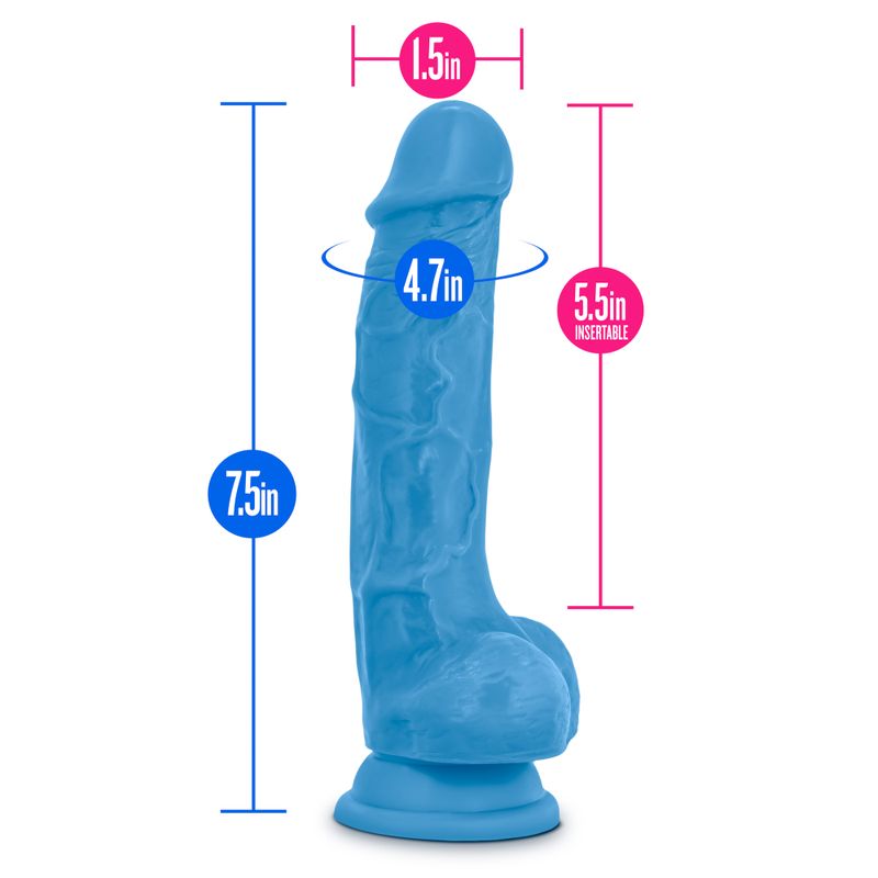 Neo Dual Density Cock With Balls 7in Neon Blue