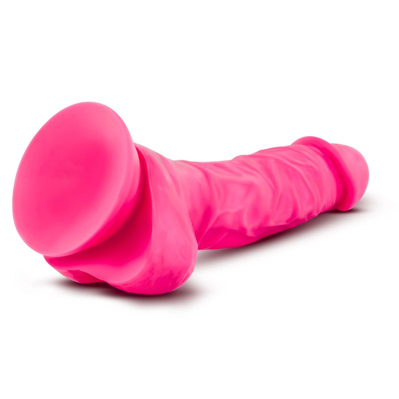 Neo Dual Density Cock With Balls 7in Neon Pink