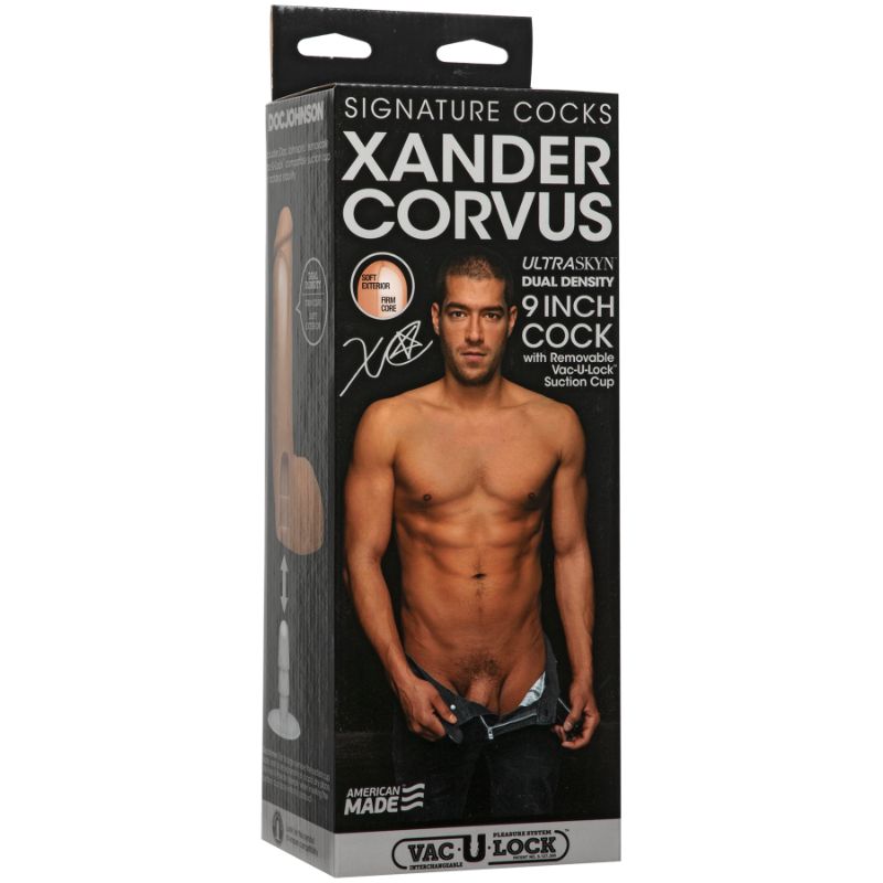 Xander Corvus 9in Cock w Vac-U-Lock Suction Cup Vanilla