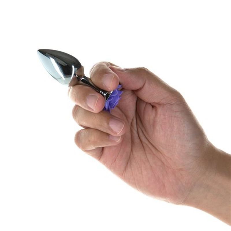 Purple Rose 3in Metal Butt Plug