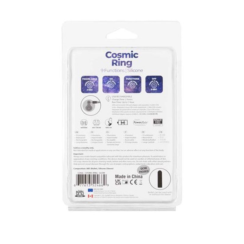 Power Bullet Cosmic Cock Ring w Bullet Glow in the Dark