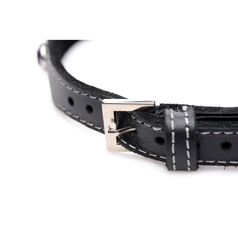 Bling Vixen Leather Choker w Purple Rhinestones