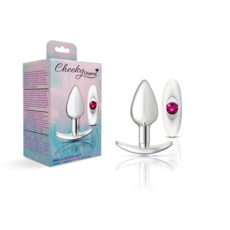 Cheeky Charms Silver Anchor Butt Plug w Clear and Teal Jewel Kit