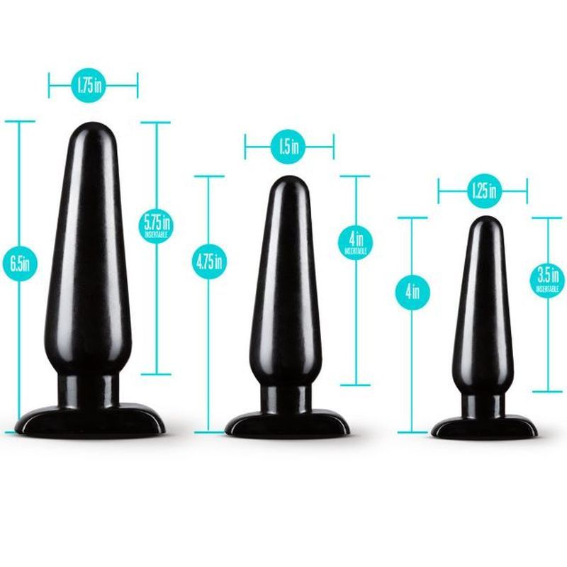 Anal Adventures 3 Pc Basic Plug Kit Black