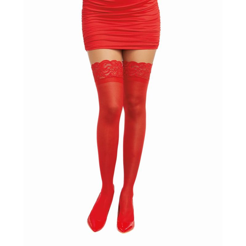 Dreamgirl Lace Top Thigh High Stockings Black