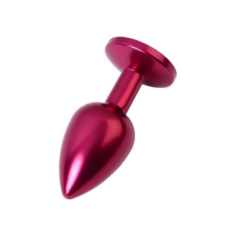 Red Metal Anal Plug w Red Crystal Small