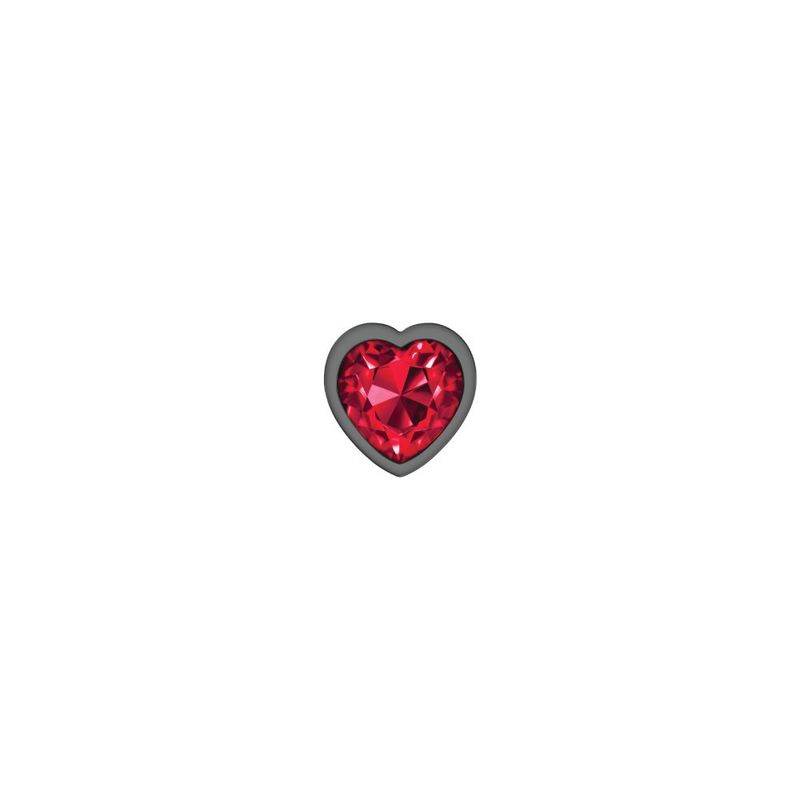 Cheeky Charms Round Metal Butt Plug Gunmetal 3 Pc Kit w Dark Red Heart Jewel