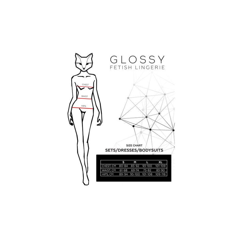 Glossy Kitti Wetlook Bodysuit and Cat Ears Black