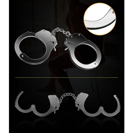 Fetish Pleasure Metal Hand Cuffs Silver