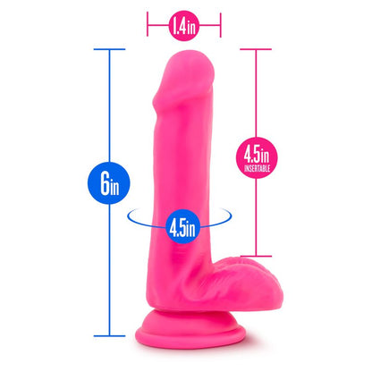 Neo Dual Density Cock With Balls 6in Neon Pink