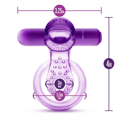 Play With Me Lick It Vibrating Double Strap Cock Ring Purple