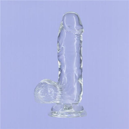 Crystal Dildo w Balls 6in Clear