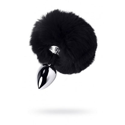 Silver Metal Anal Plug Small w Black Tail