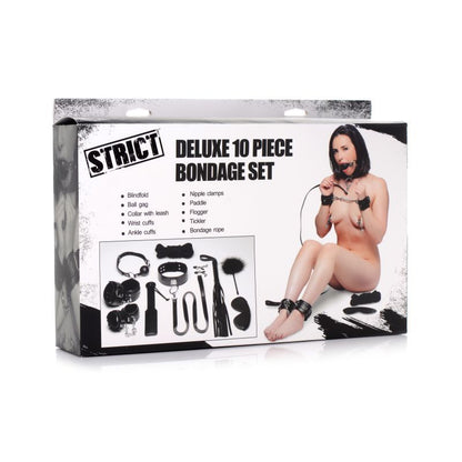 Deluxe 10 Pc Bondage Set Black