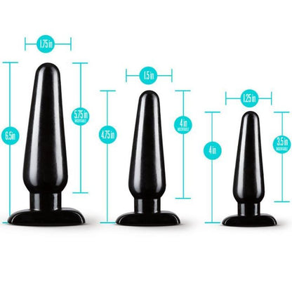Anal Adventures 3 Pc Basic Plug Kit Black