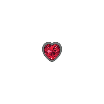 Cheeky Charms Round Metal Butt Plug Gunmetal 3 Pc Kit w Dark Red Heart Jewel