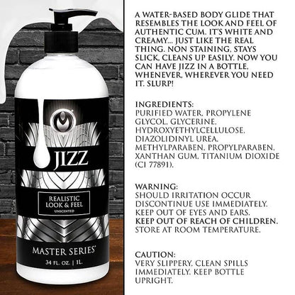 Jizz Unscented Water Based Lube 34oz